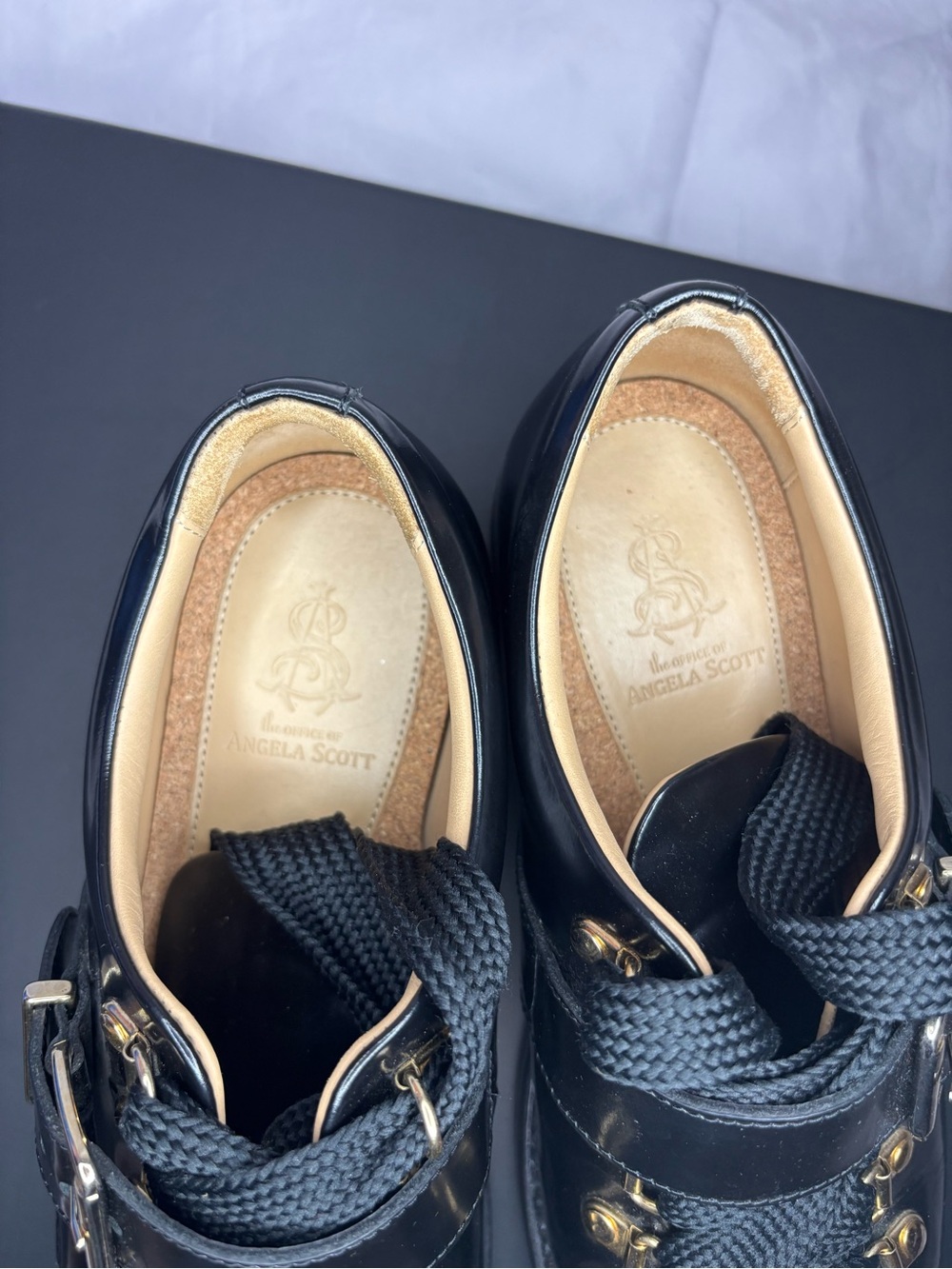 The Office of Angela Scott Women’s Black Mr. Logan Leather Oxford 37.5 - Picture 8 of 11